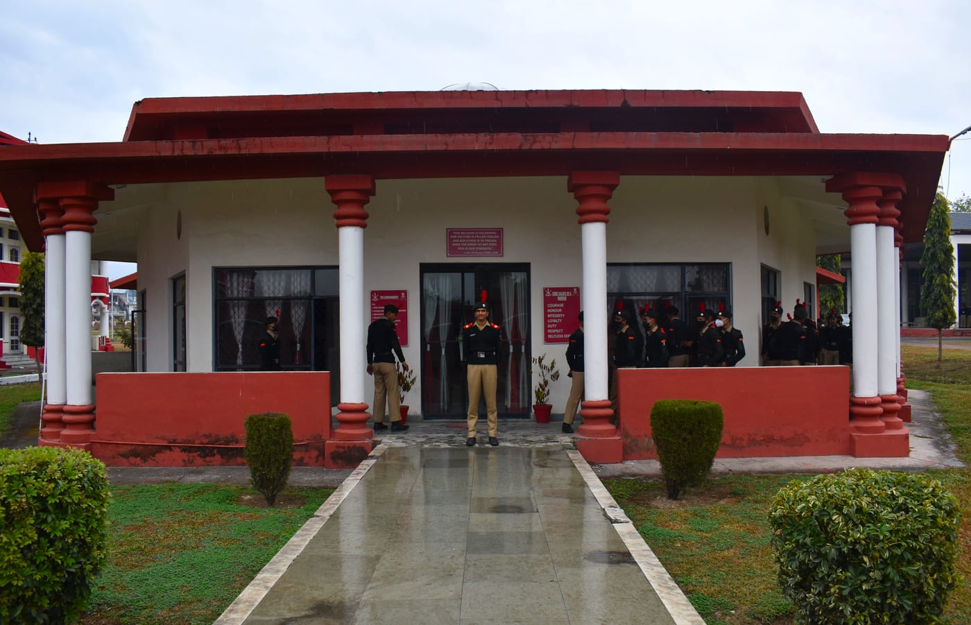 Cadet standing post at the academy entrance